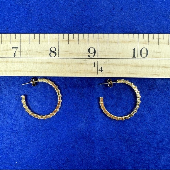 Nordstrom Gold tone and Crystal Hoop earrings. - Picture 7 of 8